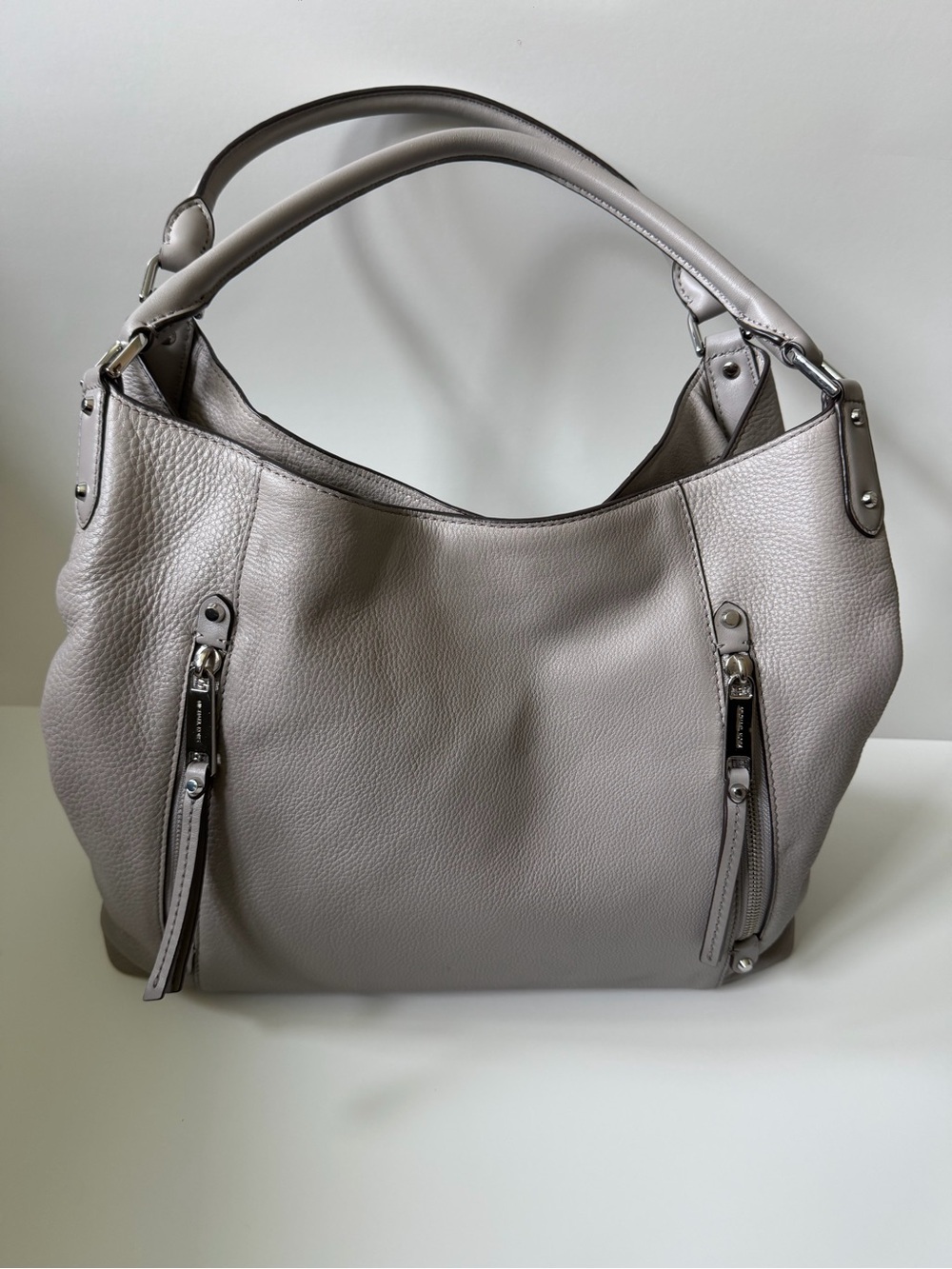 Michael Kors Gray Pebbled Leather Tote Shoulder Bag